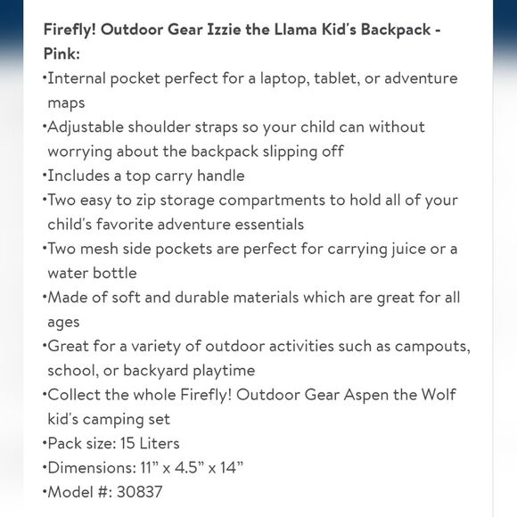 Firefly! Outdoor Gear Izzie the Llama Kid's Backpack 15 Liters - Picture 11 of 11